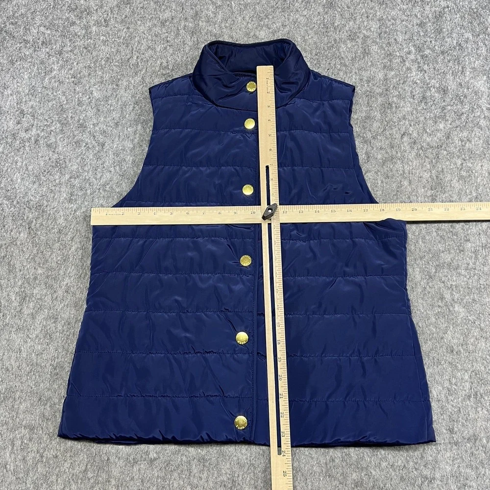 Michael Kors‎ Vest Womens Medium Blue Quilted Snap Front Stand Collar Puffer